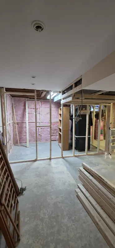 Basement walls framed