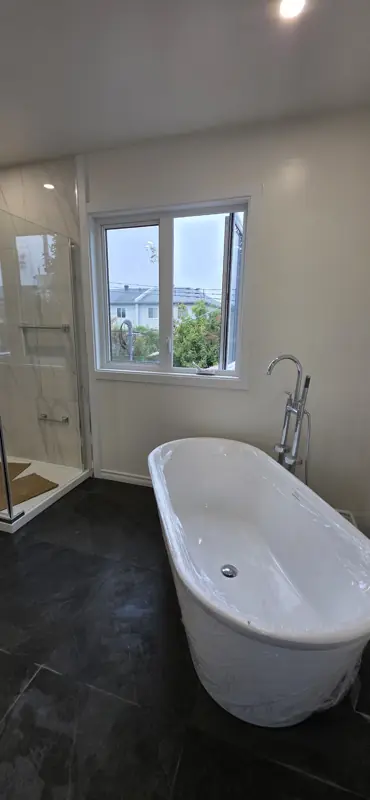Tub and shower, finished