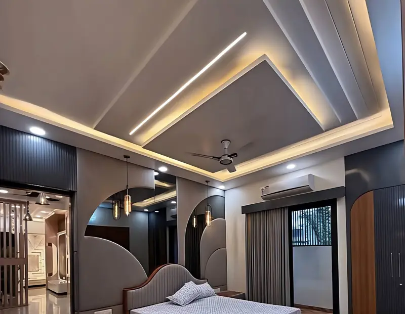 Coffered ceiling with LED strip