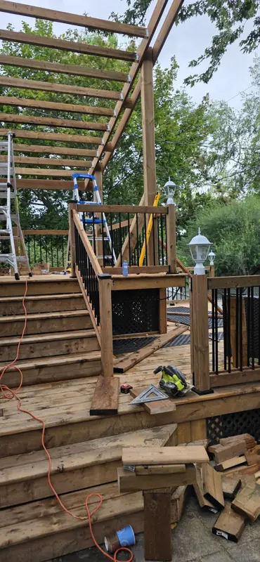 Pergola under construction