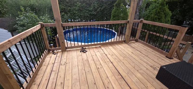 Pool deck and railing, finished